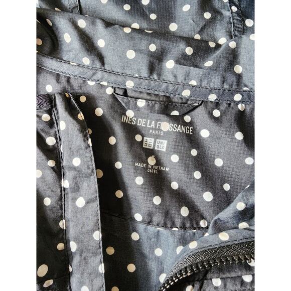 UNIQLO x INES DE LA FRESSANGE Black White Polka Dot Light Zip Hooded Jacket SZ S - Picture 6 of 12